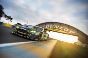 Aston Martin Vantage GTE shot under the Dunlop bridge - LeMans
