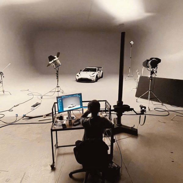 Nick photographing an Aston Martin in the studio